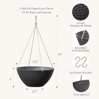 La Jolie Muse Hanging Planters For Outdoor Plants Large Hanging Planter With Drain Holes Outdoor Hanging Flower Pots Matte Bl