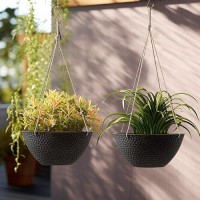 La Jolie Muse Hanging Planters For Outdoor Plants Large Hanging Planter With Drain Holes Outdoor Hanging Flower Pots Matte Bl