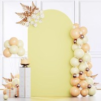 Modfuns Light Yellow Arch Cover 3.3X6.6Ft Spandex Wedding Arch Cover Stretchy Chiara Arch Backdrop Cover Double Sided Arch Stand Cover Arch Wall Backdrop Cover For Happy Birthday Party Arch Stand