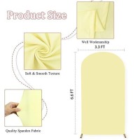 Modfuns Light Yellow Arch Cover 3.3X6.6Ft Spandex Wedding Arch Cover Stretchy Chiara Arch Backdrop Cover Double Sided Arch Stand Cover Arch Wall Backdrop Cover For Happy Birthday Party Arch Stand