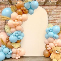 Modfuns 5Ft Wedding Arch Cover Beige Arch Backdrop Cover Elasticity Chiara Backdrop Cover Spandex Fitted Arch Backdrop Cover Arch Covers Stretchy Backdrop For Happy Birthdya Party Ornament