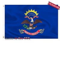 North Dakota State Flag 3X5 Outdoor Double Sided 3 Layers Polyester State Of North Dakota Flags Sewing 4 Rows Of Thread With Durable Canvas Header And Brass Grommets North Dakota Decor For Indoor Wall