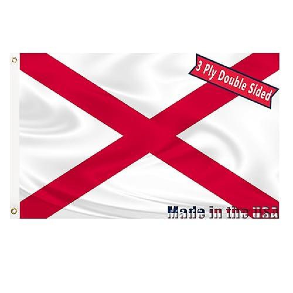 Alabama State Flag 3X5 Outdoor Double Sided State Of Alabama Flags 3 Ply 240D Polyester Sewing 4 Rows Of Thread With Durable Canvas Header And Brass Grommets Alabama Decor For Indoor Wall Room