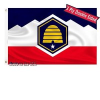 Metdiru New Utah State Flag  3X5 Ft  Double Sided  3 Ply 240D Polyester  Durable Canvas Header  Brass Grommets  Indoor-Outdoor