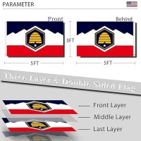 Metdiru New Utah State Flag  3X5 Ft  Double Sided  3 Ply 240D Polyester  Durable Canvas Header  Brass Grommets  Indoor-Outdoor