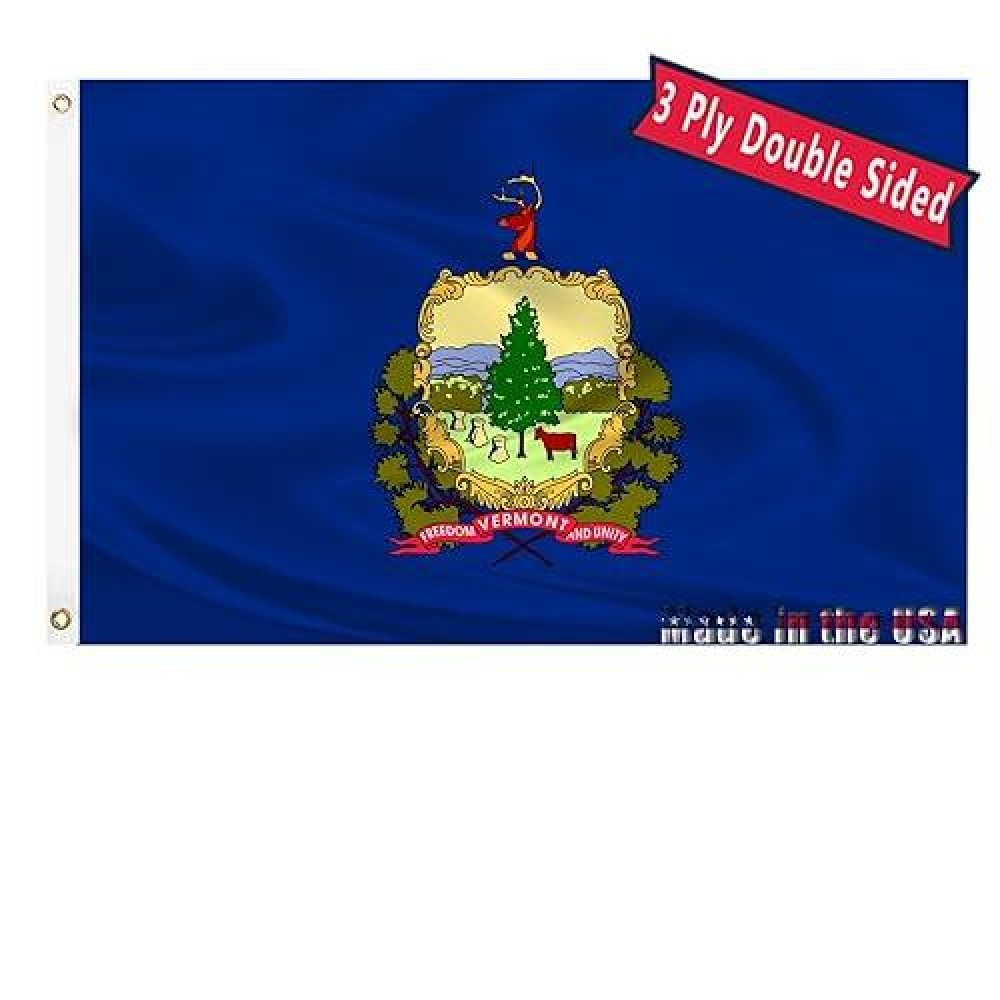 Vermont State Flag 3X5 Outdoor Double Sided State Of Vermont Flags 3 Layers 240D Polyester Sewing 4 Rows Of Thread With Durable Canvas Header And Brass Grommets Vermont Decor For Indoor Wall Room