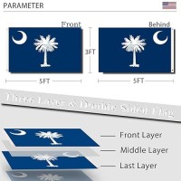 South Carolina State Flag 3X5 Outdoor Double Sided 3 Layers Polyester State Of South Carolina Flags Sewing 4 Rows Of Thread With Durable Canvas Header And Brass Grommets South Carolina Decor For