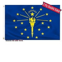 Indiana State Flag 3X5 Outdoor Double Sided State Of Indiana Flags 3 Layers 240D Polyester Sewing 4 Rows Of Thread With Durable Canvas Header And Brass Grommets Indiana Decor For Indoor Wall Room