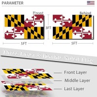 Maryland State Flag 3X5 Outdoor Double Sided State Of Maryland Flags 3 Layers 240D Polyester Sewing 4 Rows Of Thread With Durable Canvas Header And Brass Grommets Maryland Decor For Indoor Wall Room