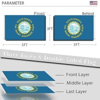 South Dakota State Flag 3X5 Outdoor Double Sided 3 Layers Polyester State Of South Dakota Flags Sewing 4 Rows Of Thread With Durable Canvas Header And Brass Grommets South Dakota State Decor For