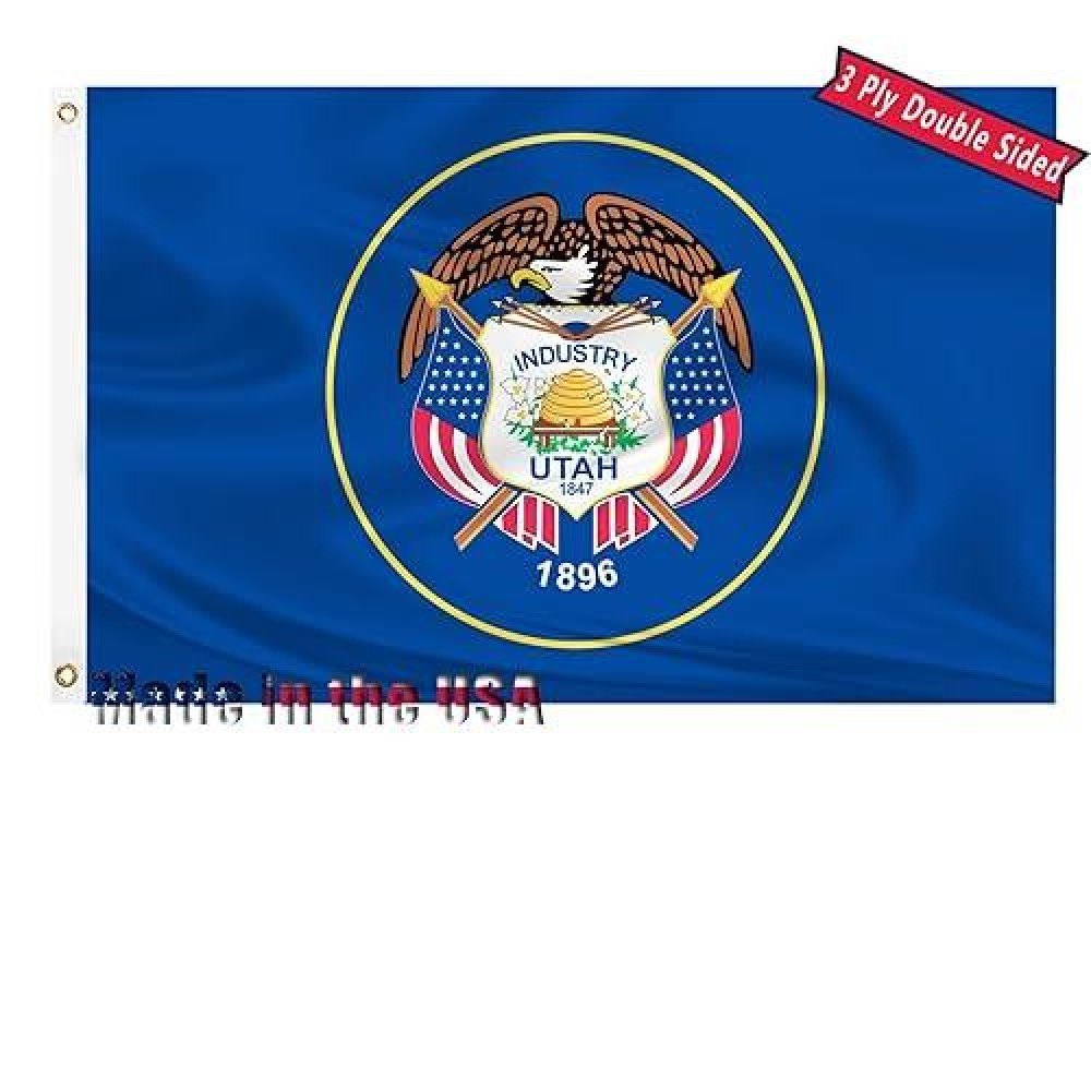 Old Utah State Flag 3X5 Outdoor Double Sided Original Utah Flag 3 Layers 240D Polyester Sewing 4 Rows Of Thread With Durable Canvas Header And Brass Grommets State Of Utah Flags For Indoor Wall Room