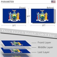 New York State Flag 3X5 Outdoor Double Sided 3 Layers Polyester State Of New York Ny Flags Sewing 4 Rows Of Thread With Durable Canvas Header And Brass Grommets New York Decor For Indoor Wall Room