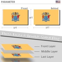 New Jersey State Flag 3X5 Outdoor Double Sided 3 Layers Polyester State Of New Jersey Flags Sewing 4 Rows Of Thread With Durable Canvas Header And Brass Grommets New Jersey Decor For Indoor Wall Room