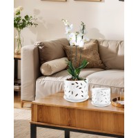 Efispss Orchid Pot With Holes 56Inch Ceramic Plant Pots With Drainage Holes And Tray Promoting Air Circulation And Drainage