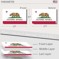 California Republic State Flag 3X5 Outdoor Double Sided 3 Layers Polyester State Of California Flags Sewing 4 Rows Of Thread With Durable Canvas Header And Brass Grommets California Decor For Indoor