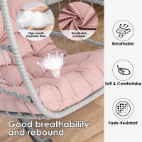 Hanging Egg Chair With Stand Pink Swing Egg Chairs Wicker Rattan Hammock Chairs For Indoor Outdoor Bedroom Garden Aluminum S