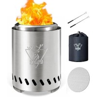 Yefu Tabletop Fire Pit 97 X 71 In Low Smoke Camping Stove For Outdoor Patio Fueled By Pellets Or Wood Safe Burning Table