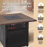 Four Seasons Courtyard 38 Steel 41K Btu Smokeless Propane Gas Fire Pit Square Table Fireplace For Outdoor Backyard Heating On