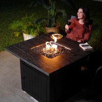 Four Seasons Courtyard 38 Steel 41K Btu Smokeless Propane Gas Fire Pit Square Table Fireplace For Outdoor Backyard Heating On