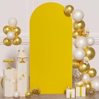 Fuhsy 66Ft Spandex Fitted Wedding Arch Cover Gold Arch Backdrop Cover Bridal Shower Arch Stand Covers For Round Top Chiara Back