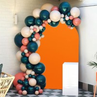 Fuhsy 4Ft Arch Cover Orange Spandex Wedding Arch Covers Round Top Chiara Backdrop Stand Cover For Wedding Arches Stretch Garland