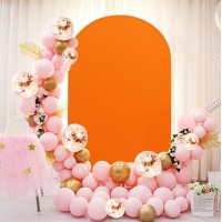 Fuhsy 4Ft Arch Cover Orange Spandex Wedding Arch Covers Round Top Chiara Backdrop Stand Cover For Wedding Arches Stretch Garland