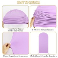 Fuhsy 72Ft Wedding Arch Cover Lavender Spandex Fitted Arch Backdrop Cover Stretchy Arch Stand Cover Light Purple Arch Cover Bac