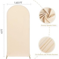 Fuhsy Spandex Arch Cover Beige Fitted Arch Backdrop Cover 4Ft Arch Stand Backdrop Covers For Weddings 2Sided Chiara Backdrop Ar