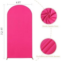 Fuhsy Fitted Wedding Arch Covers Stretchy Backdrop 72Ft Hot Pink Arch Backdrop Cover For Round Top Chiara Frame Backdrop Spande