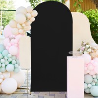 Fuhsy Wedding Arch Cover Black Spandex Fit Arch Backdrop Cover 4Ft Arch Cover Stretchy Backdrop Fabric Happy Birthday Round Top