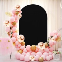 Fuhsy Wedding Arch Cover Black Spandex Fit Arch Backdrop Cover 4Ft Arch Cover Stretchy Backdrop Fabric Happy Birthday Round Top