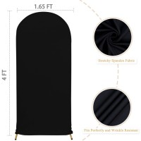 Fuhsy Wedding Arch Cover Black Spandex Fit Arch Backdrop Cover 4Ft Arch Cover Stretchy Backdrop Fabric Happy Birthday Round Top