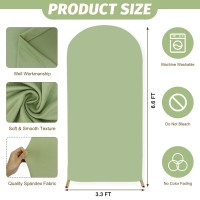 Modfuns 6.6Ft Arch Cover Sage Green Spandex Arch Backdrop Cover Round Top Chiara Backdrop Cover Stretch Arch Cover Fabric Double Sided Arch Stand Cover For Birthday Party Ceremony Decorations