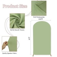 Modfuns Sage Green Arch Cover 6Ft Spandex Wedding Arch Cover Backdrop Fabric Fitted Round Top Arch Backdrop Cover Double Sided Arch Frame Stand Cover For Baby Shower Party Celebration Decoration