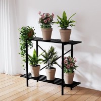 Zhongma 2 Tier Metal Sturdy Heavy Plant Stand  Narrow Plant Stand Indoor And Outdoor  L35.43 X W10.3 X H27.5 Inch  440 Lbs Capacity & Heavy Duty Construction