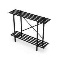 Zhongma 2 Tier Metal Sturdy Heavy Plant Stand  Narrow Plant Stand Indoor And Outdoor  L35.43 X W10.3 X H27.5 Inch  440 Lbs Capacity & Heavy Duty Construction