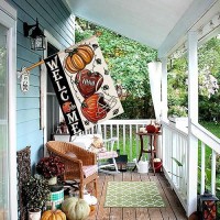 Fall Football Welcome House Flags 28X40 Inch Double Sided Pumpkin Autumn Sports Game Day Sign Thanksgiving Seasonal Yard Outsid