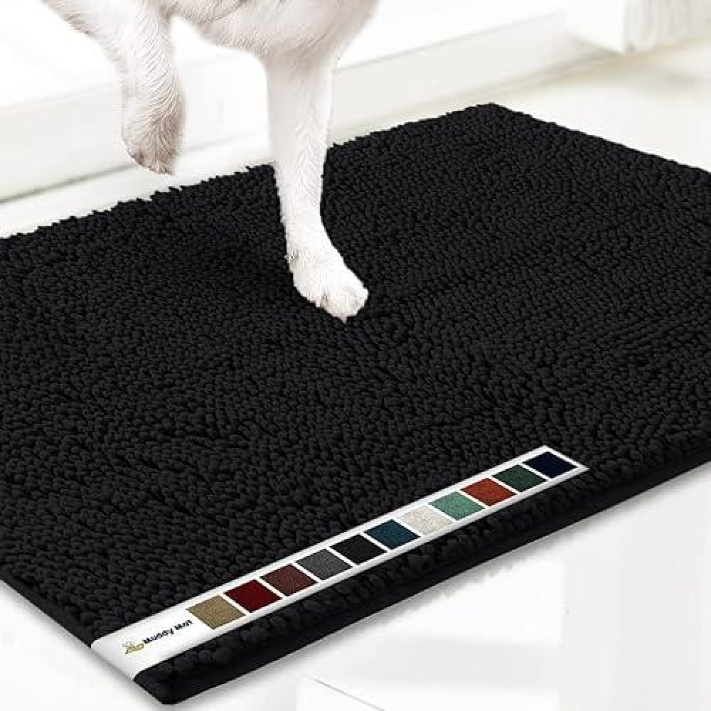 Muddy Mat Shown On Tv Highly Absorbent Microfiber Door Mat And Pet Rug Non Slip Thick Washable Area And Bath Mat Soft Chenille For Kitchen Bathroom Bedroom Indoor And Outdoor - Black Small 28