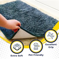 Muddy Mat Shown On Tv Highly Absorbent Microfiber Door Mat And Pet Rug Non Slip Thick Washable Area And Bath Mat Soft Chenille For Kitchen Bedroom Indoor And Outdoor - Atlantic Blue Small 28