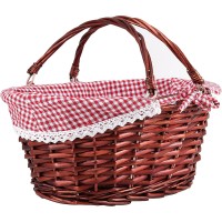 Zeonhei Brown Oval Wicker Woven Basket Attractive Willow Woven Gift Basket Cheap Fruit Picnic Easter Candy Wedding Party Decor