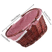 Zeonhei Brown Oval Wicker Woven Basket Attractive Willow Woven Gift Basket Cheap Fruit Picnic Easter Candy Wedding Party Decor