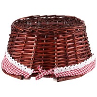 Zeonhei Brown Oval Wicker Woven Basket Attractive Willow Woven Gift Basket Cheap Fruit Picnic Easter Candy Wedding Party Decor