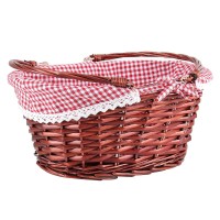 Zeonhei Brown Oval Wicker Woven Basket Attractive Willow Woven Gift Basket Cheap Fruit Picnic Easter Candy Wedding Party Decor