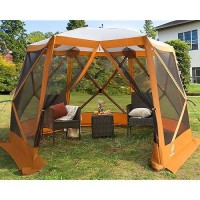 Ever Advanced Pop Up Gazebo Tent For Backyard  11.5 X 9.8 Ft  Instant Screened Tent Screen House Canopy With Netting  Orange