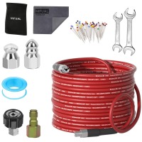 Pressure Washer Cleaning Kit Sewer Jetter Kit For 14 Inch Npt Corner Max Working Pressure Drain Cleaner Hose 5800 Psi Durable S