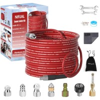 Nifual Pressure Washer Cleaning Kit Sewer Jetter Kit For 14 Inch Npt Corner Max Working Pressure Drain Cleaner Hose 5800 Psi Du