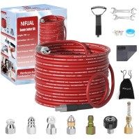 Nifual Pressure Washer Cleaning Kit Sewer Jetter Kit For 14 Inch Npt Corner Max Working Pressure Drain Cleaner Hose 5800 Psi Du