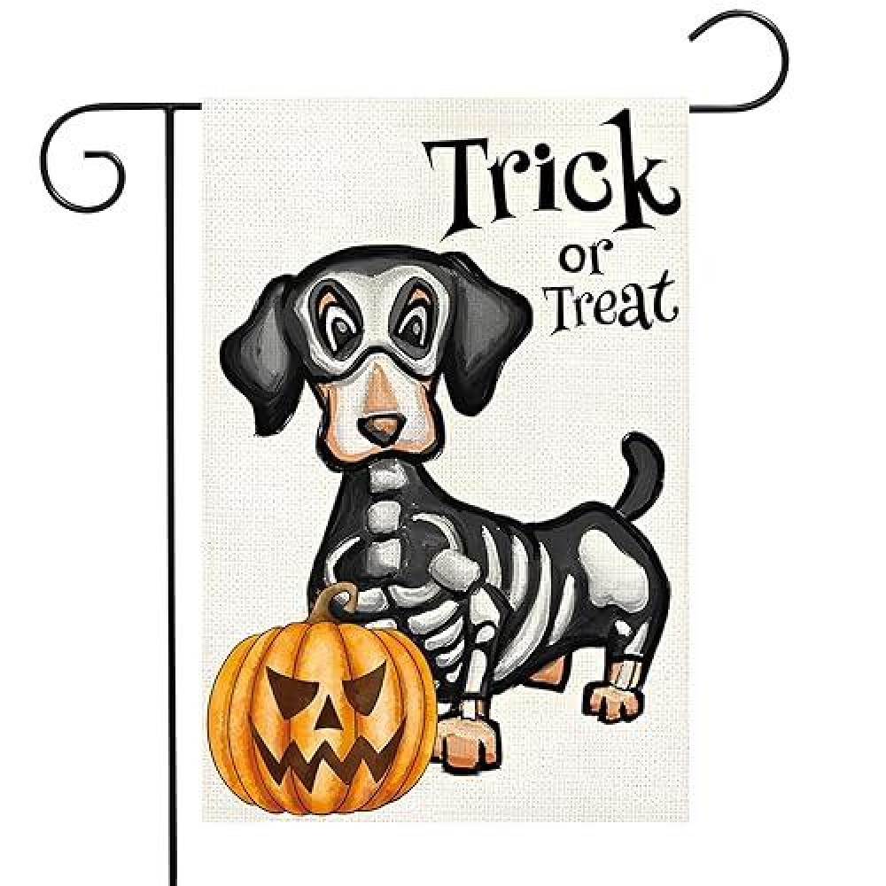 12 X 18 Inches Trick Or Treat Halloween Garden Flag Decorations Double Sided Vertical Burlap Skull Dog Pumpkin Printed Holiday