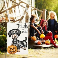 12 X 18 Inches Trick Or Treat Halloween Garden Flag Decorations Double Sided Vertical Burlap Skull Dog Pumpkin Printed Holiday