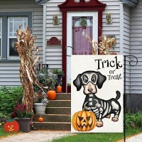 12 X 18 Inches Trick Or Treat Halloween Garden Flag Decorations Double Sided Vertical Burlap Skull Dog Pumpkin Printed Holiday